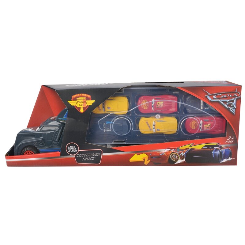 Original gift box set Cars Disney Pixar Car 3 Lightning McQueen Jackson Storm Mack Uncle Truck 1:55 Diecast Metal Car Model toys