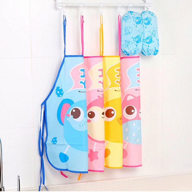 Cartoon Children's Eat Aprons Waterproof Kitchen Chef Sleeveless For Cardboard And Paint Animal Printed