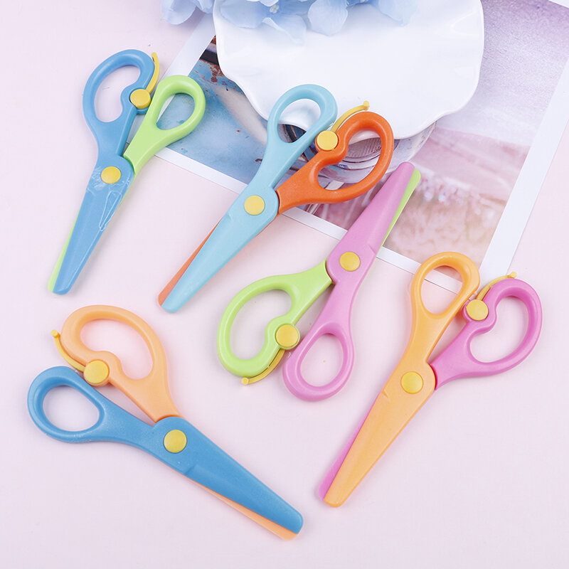Plastic Scissors Safety Round Head Scissors For Kids Students Paper Cutting Supplies For Kindergarten School