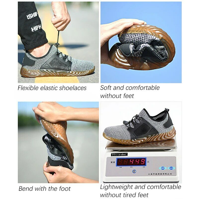 Sapatos masculinos 2021 sapatos de segurança indestrutíveis sapatos masculinos mulher trabalho tênis punctura-prova de aço toe sapatos de trabalho mais tamanho 49 50