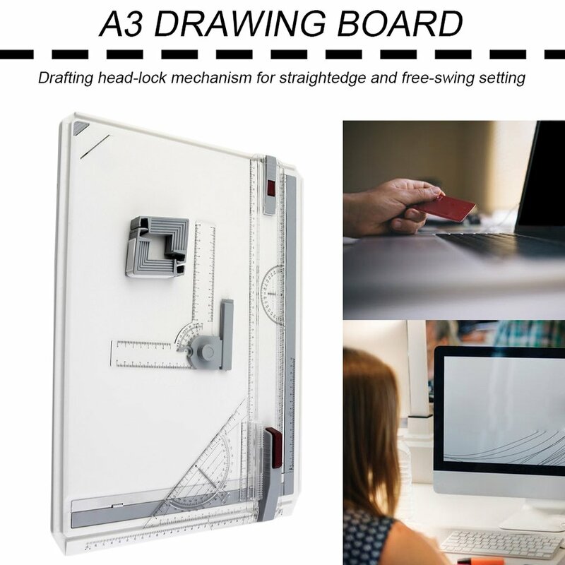 A3 portátil mesa de desenho com movimento paralelo ângulo ajustável relator arte pintura desenho ferramentas paleta