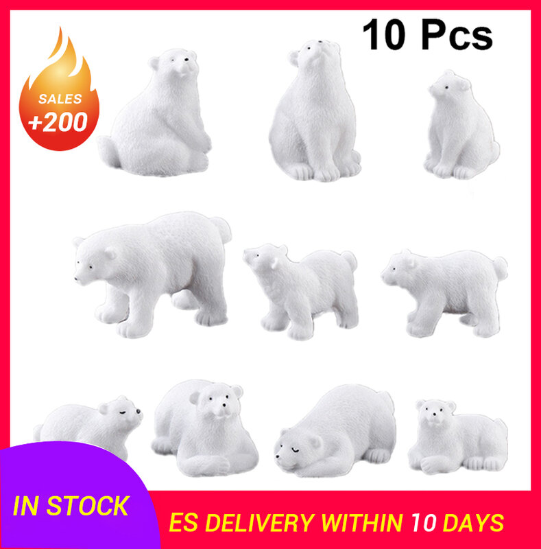 10 pçs decoração para casa paisagem urso polar ornamento adorável urso polar adorno artesanato desktop acessórios de decoração para casa