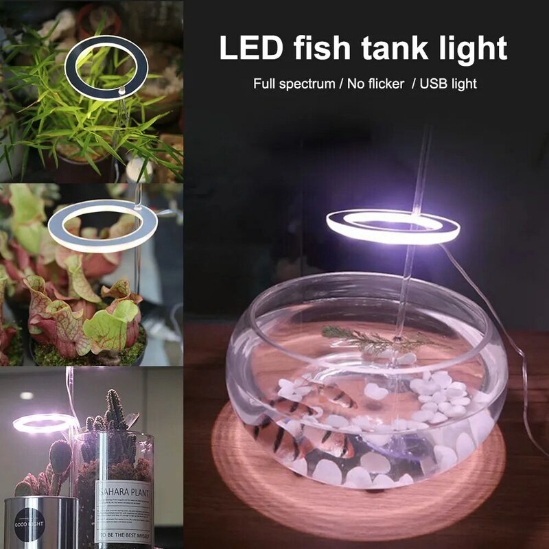 Lámparas Phyto Grow de espectro completo, iluminación creativa de 1/2/3 cabezas, USB, anillo de Ángel, 10LED