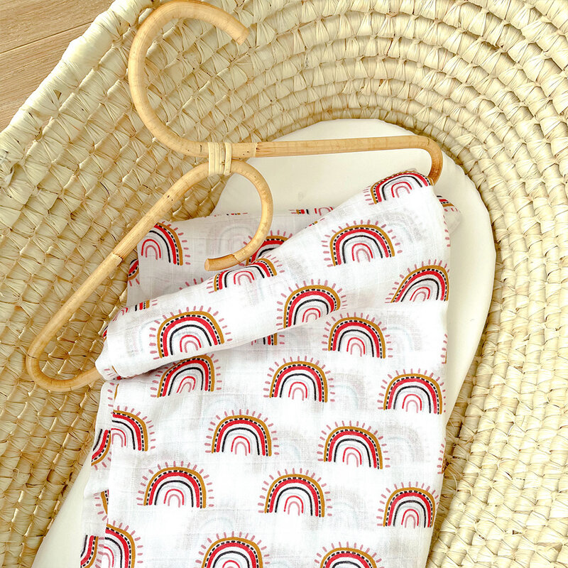 Cobertor do bebê arco-íris unicórnio impressão de bambu algodão bebê urdidura musselina swaddle recebendo cobertor do bebê colcha folha cama 120x120cm