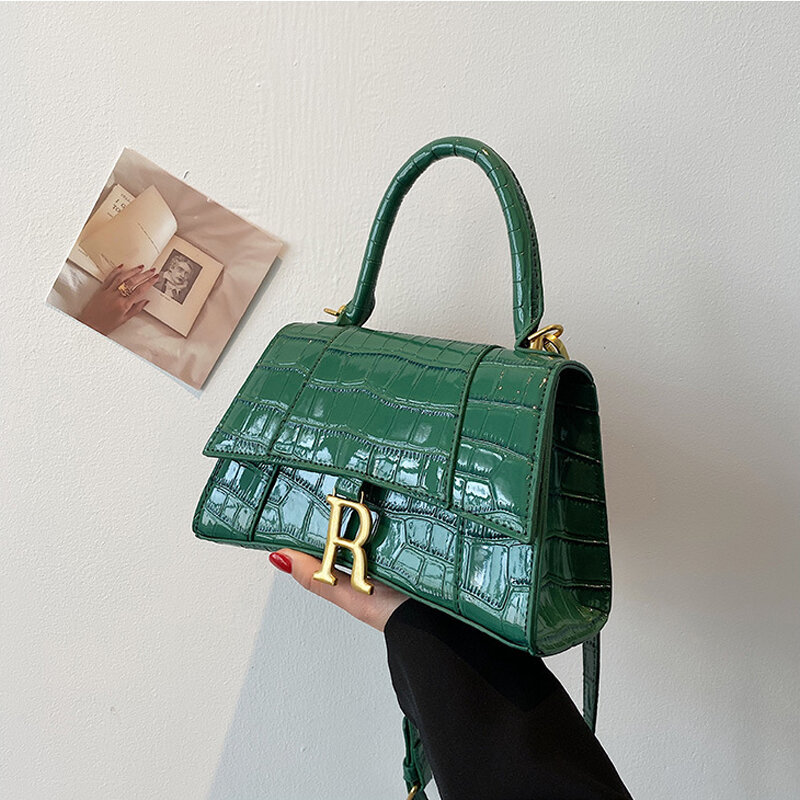 Женская сумка через плечо, дизайнерская сумка-мессенджер с крокодиловым узором и ручками, сумка на плечо, 2019