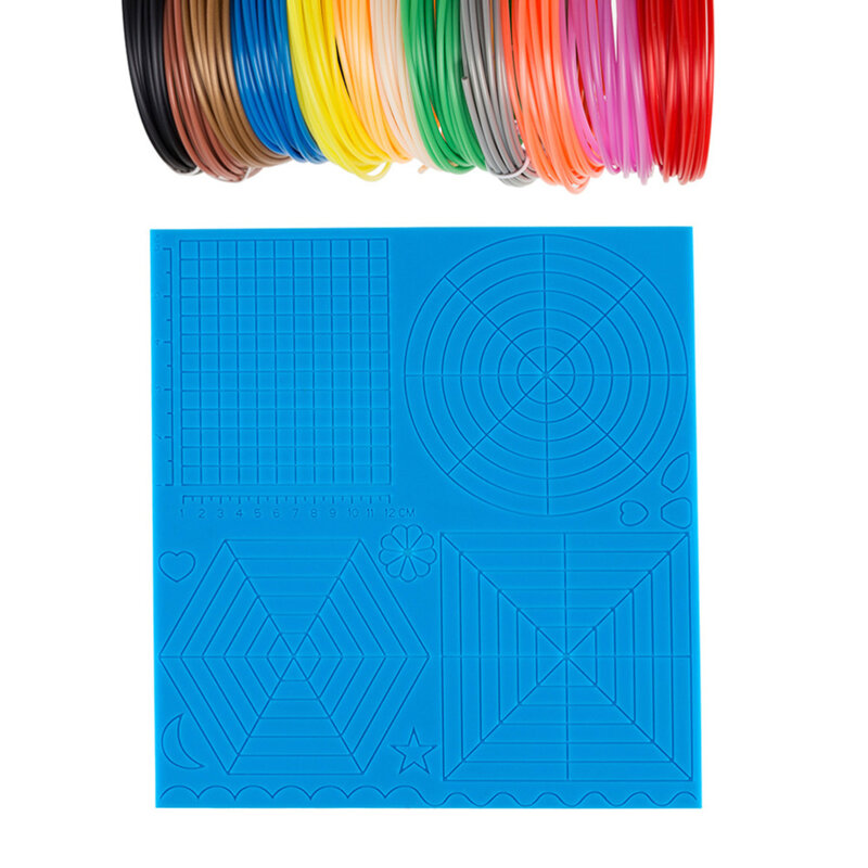 Planche de copie 3D en Silicone, stylo d'impression, tapis en Silicone, gabarit de dessin, jouets éducatifs bricolage filles (bleu)