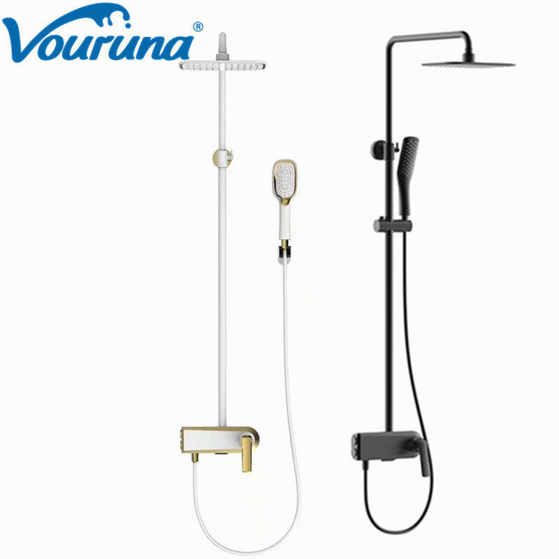 VOURUNA-Set de ducha de baño blanco y dorado de lujo, producto nuevo, diseño de marca, 2020