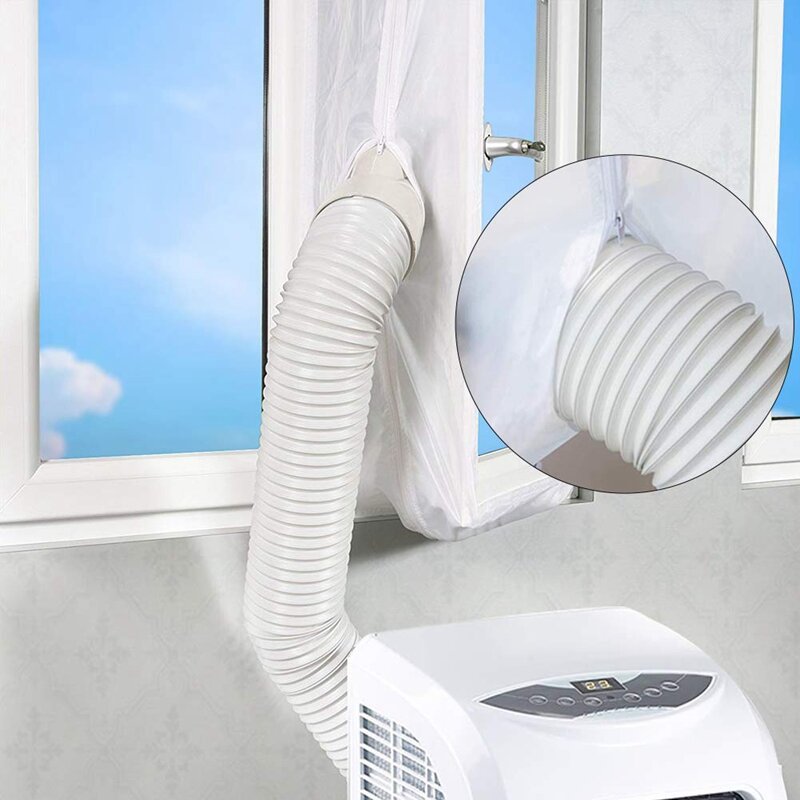 Sello de ventana AirLock para aire acondicionado portátil, 400 Cm Placa de sellado de tela Flexible sello de ventana con cremallera y adhesivo rápido