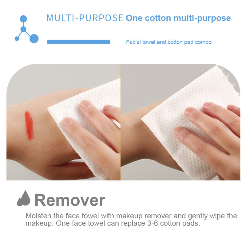 5 Pack Disposable Face Towel Soft Dry Wipes Cotton Facial Cleansing Tissue Cloths Dry Wet Use Makeup Remover Towel for Skincare