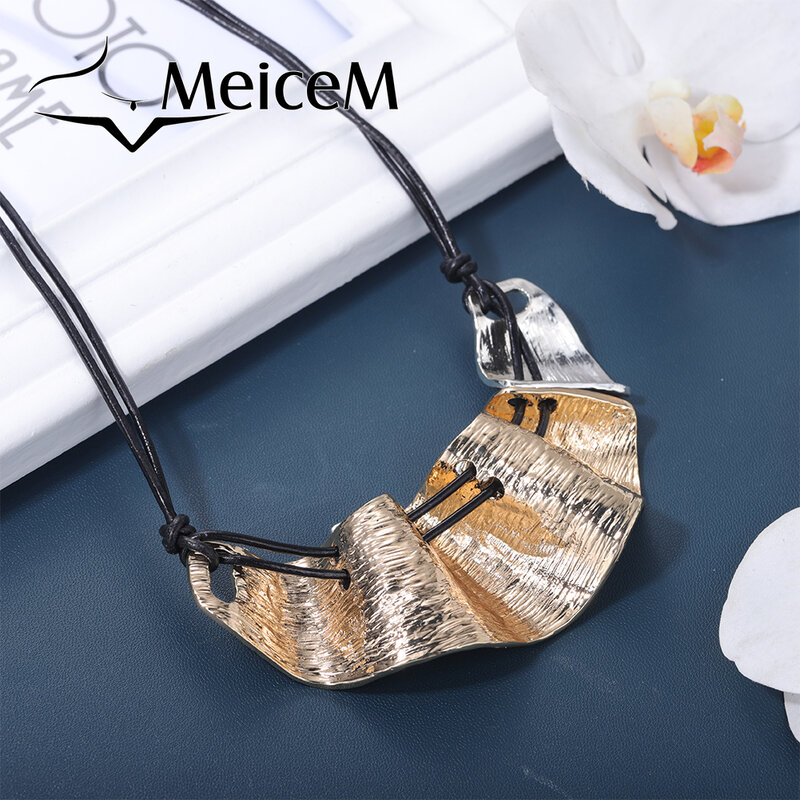 Meicem – collier avec pendentif bloc en cuir pour femmes, multicouche, Design Unique et inhabituel, cadeau de fête des mères, à la mode, 2022