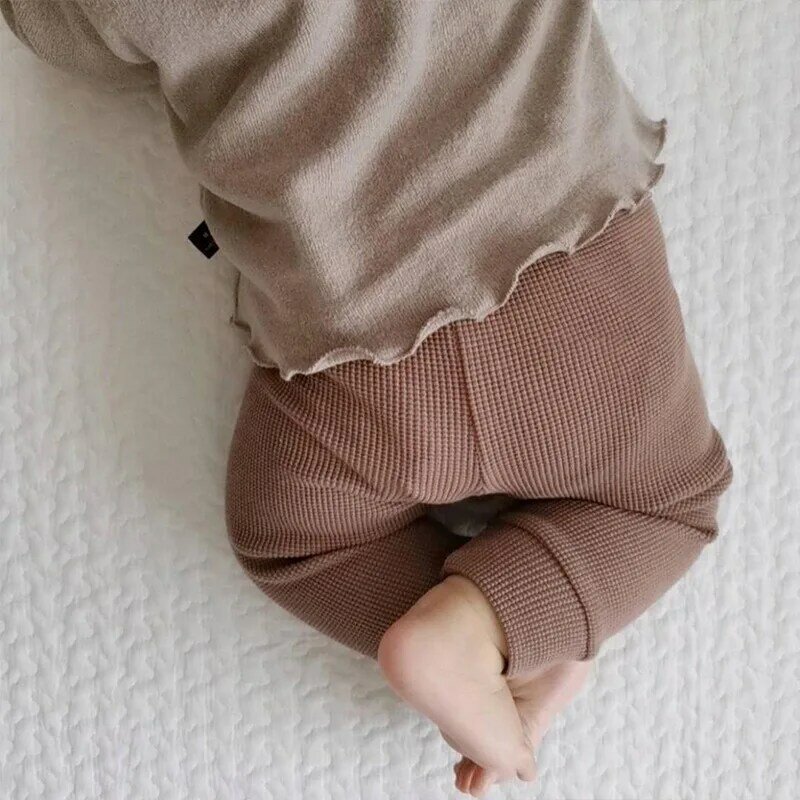 2021 outono novo bebê waffle urso bordado calças do bebê meninos e meninas adorável moda harun calças