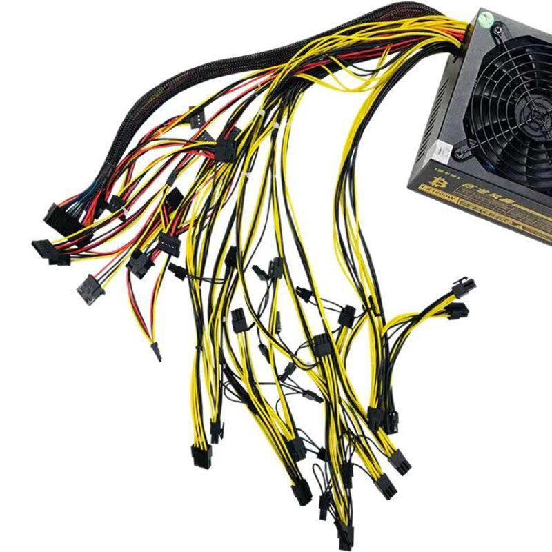 1800W Rated Miner Power Supply 95% High Efficiency AC 110-260V ATX Mining Power Source Support 8 CPU Card Max Up to 2000W New