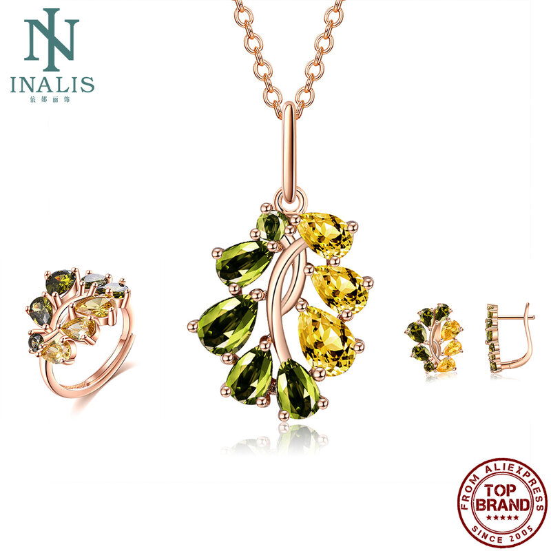 INALIS – ensemble de bijoux pour femmes, boucles d'oreilles multicolores en Zircon, arbre à Olive, cadeau de Festival, offre spéciale