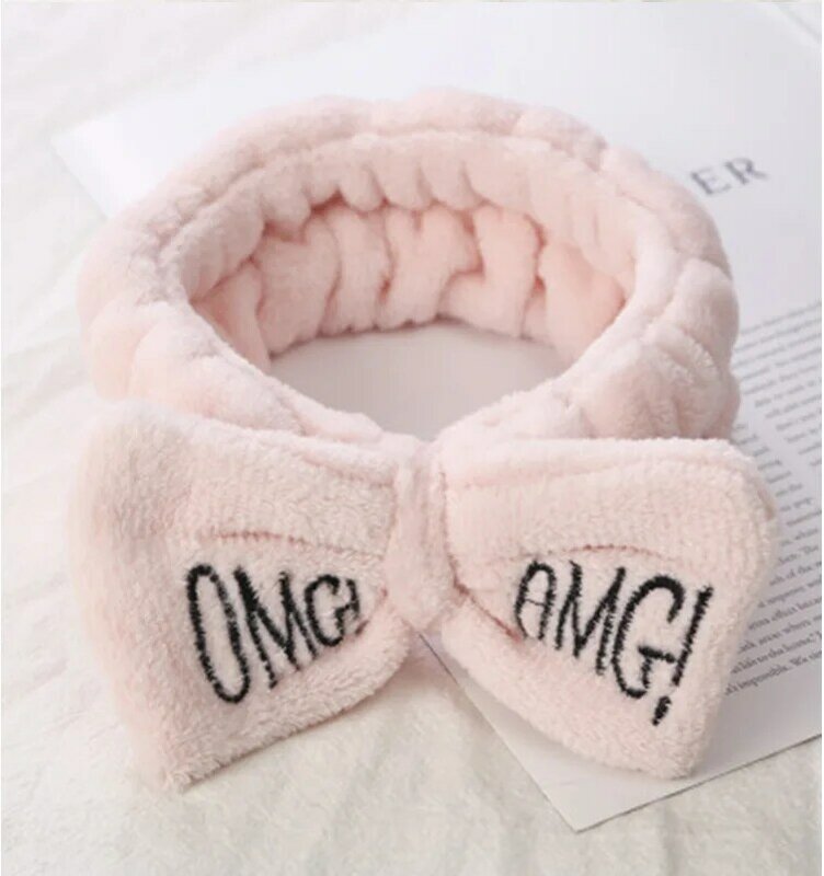 accesorios para el pelo turbante bandanas de lana Coral con letras OMG novedad de Cinta para el pelo con lazo para mujer y niña 