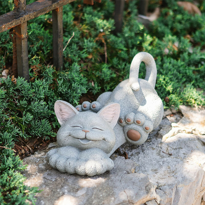 2021 تزيين للمنزل حديقة غريب الأطوار القط يبتسم حديقة المنزل تمثال تزيين ساحة التأمل اليوغا سعيد هريرة الفن الحلي