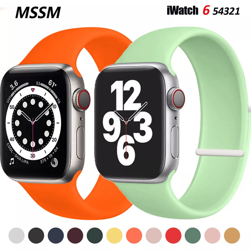 Correa de bucle Solo para Apple Watch Se, banda de silicona de 40mm y 44mm para iWatch inteligente, pulseras elásticas Series 6, 5, 4321, 38mm y 42mm