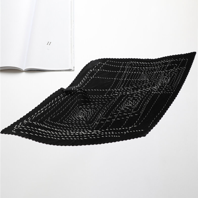 Bufanda de seda satinada con estampado de arrugas para mujer, pañuelo de cabeza cuadrado, chales pequeños para el cuello, 70cm, color negro