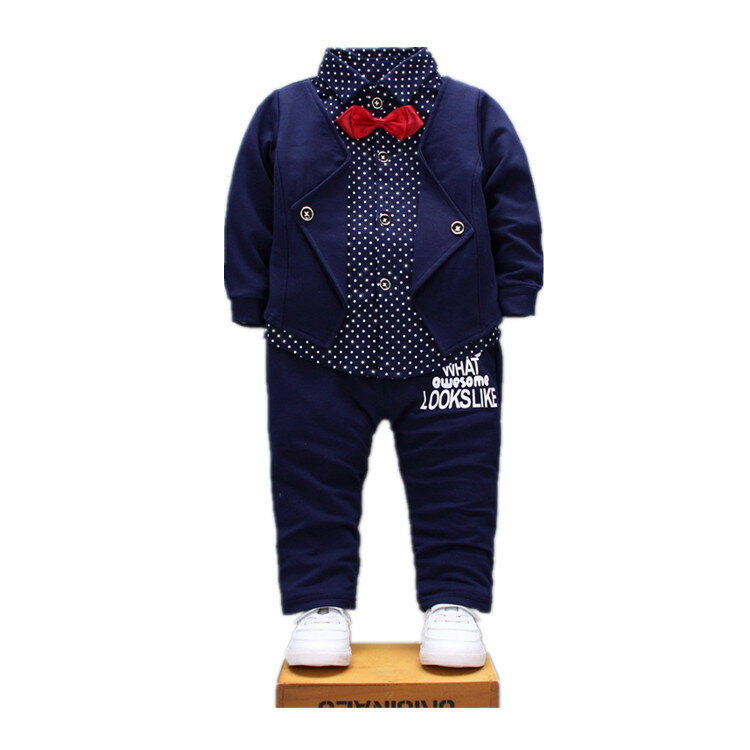 Модель 2021 года, модный однотонный облегающий костюм из двух предметов для мальчиков на весну и осень, Детский костюм