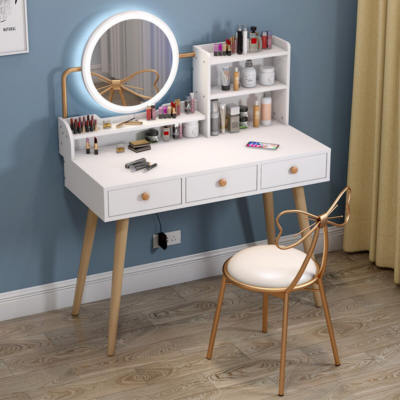 Nordic dressing table bedroom small apartment net red ins wind storage cabinet integrated modern simple simple makeup table