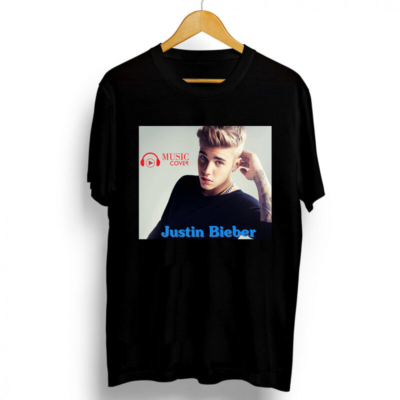 New Summer Justin Bieber Cover Poster Print T Shirts Men's O-Neck Graphics Short Sleeve 100% Cotton Casual Male Tees Streetwear