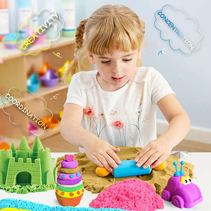 Amuleto de areia mágica colorida para crianças, 100g, dinâmico, ambiente interno, areia, brinquedo para crianças, slime, brinquedos, conjunto de argila, educativo para crianças