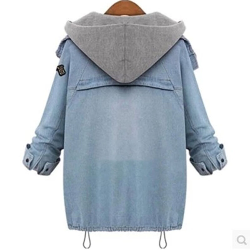 2019 jesienno-zimowa damska kurtka dżinsowa z kapturem luźna cienka wiatrówka kamizelka dwuczęściowa Korea moda damski płaszcz Casual