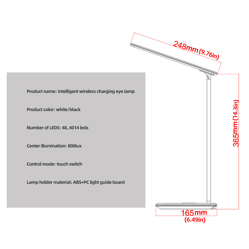 10W Led Bureaulamp Met Telefoon Draadloze Oplader Usb-uitgang Verstelbare Licht Flexibele Moderne Kantoor Tafel Licht