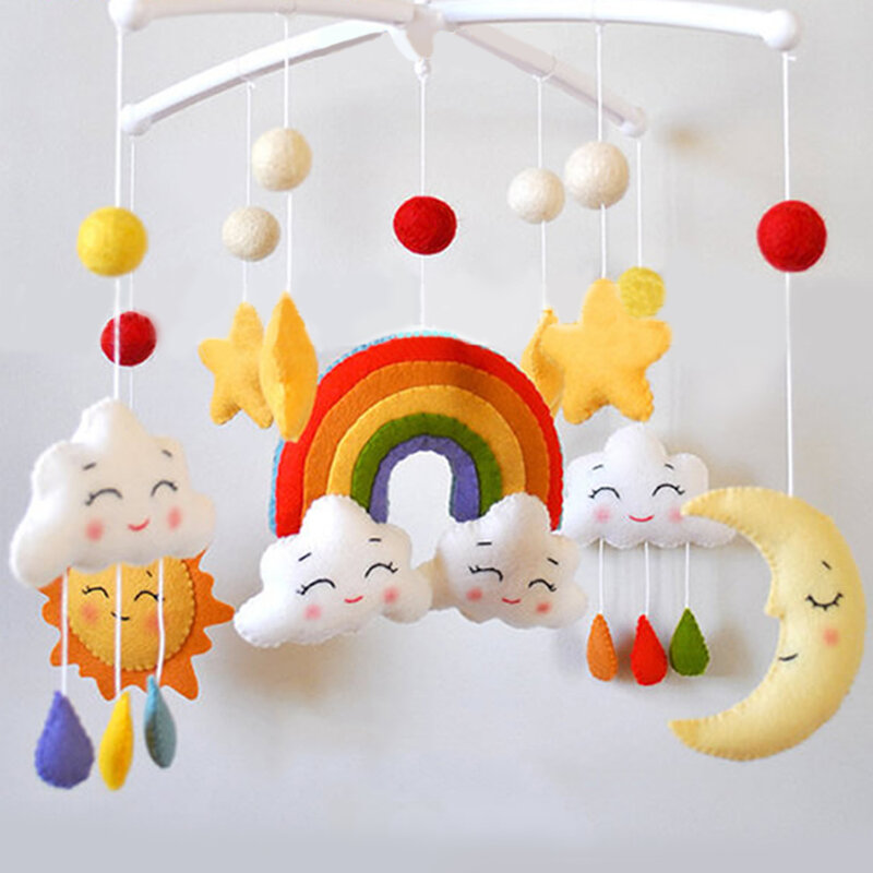 Sonajeros de dibujos animados para bebé, conjunto de soporte móvil para cuna, juguetes hechos a mano para niños de 0 a 12 meses, paquete de Material de campana de cama DIY
