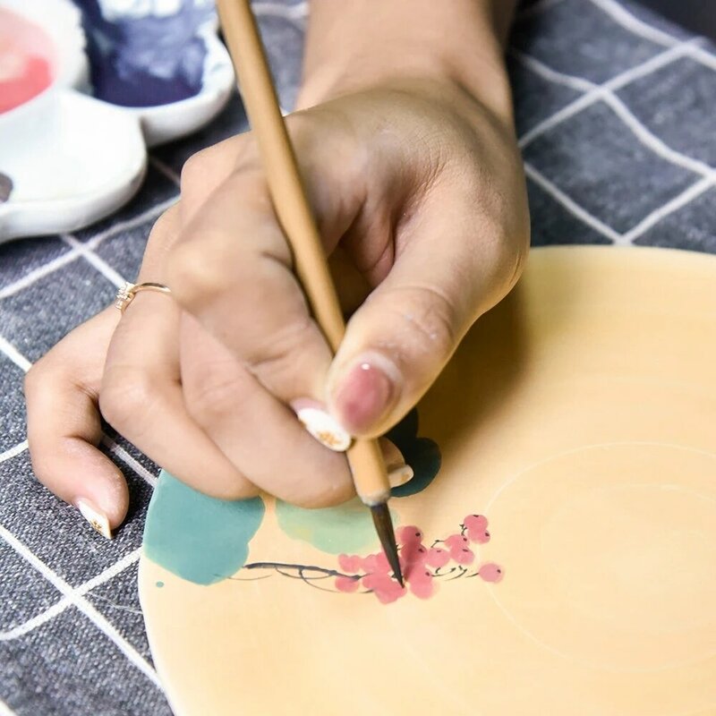 7 шт./компл. инструменты для керамики, кисть для письма с большой головкой, Бамбуковая кисть для рисования, окрашенная крючком ручка, пылеувл...