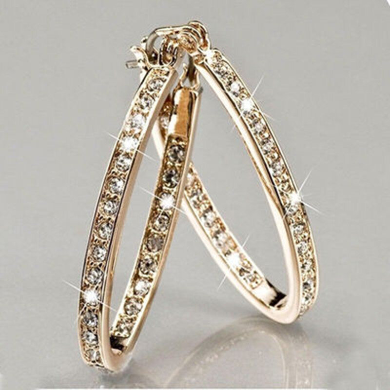 Orecchini pendenti di lusso in argento dorato con orecchini a cerchio grande per gioielli da donna orecchini da sposa con zirconi Brincos