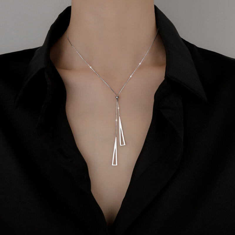 AETEEY-collar de plata de ley 925 con colgante geométrico, cadena de clavícula, regalo de fiesta de cumpleaños, joyería exquisita para mujer