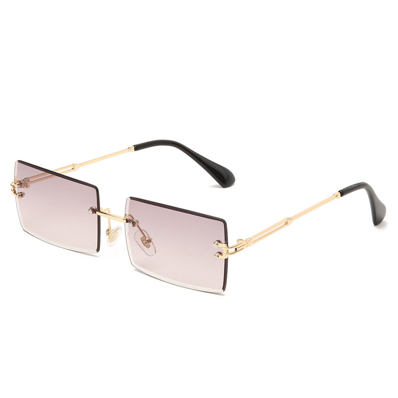 New Fashion occhiali da sole senza montatura donna occhiali da sole quadrati piccoli Design di marca di lusso occhiali da sole in metallo occhiali da sole UV400