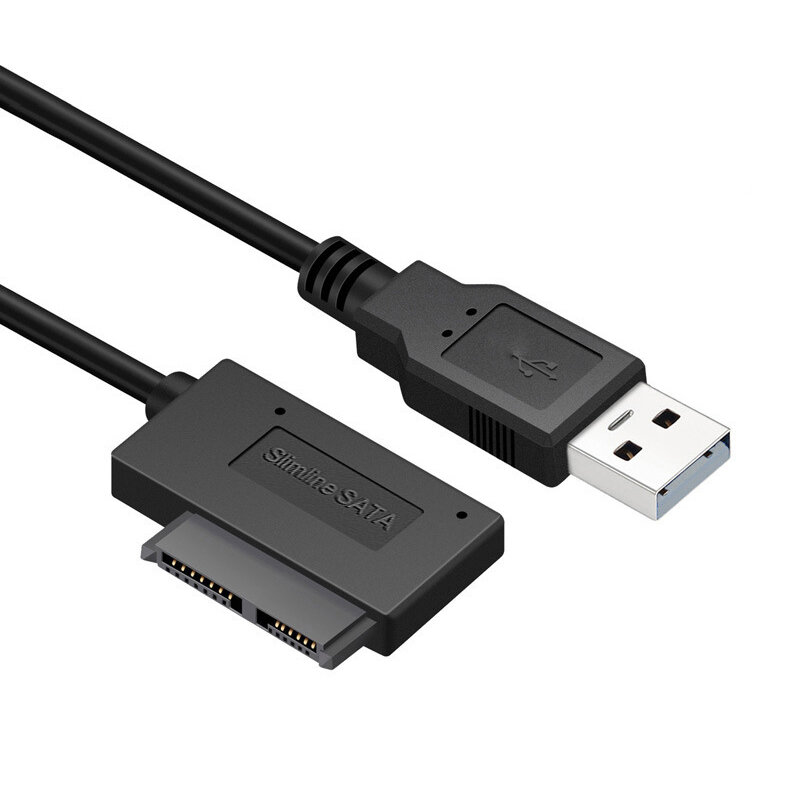 Câble adaptateur USB pour PC portable, 35cm, 6P + 7P CD DVD Rom SATA à USB 2.0, 13 broches