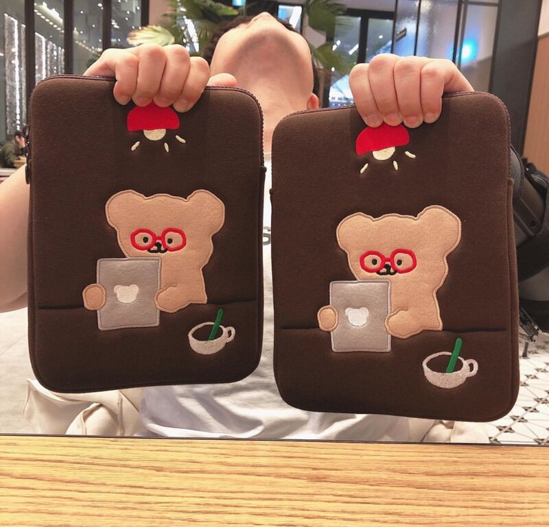 Nowy niedźwiedź 11 cal laptopa torba na ramię koreański Ins okulary niedźwiedź Mac ipada Pro 9.7 10.8 13 14.5 15 cal Laptop Tablet wewnętrzna sprawa torba