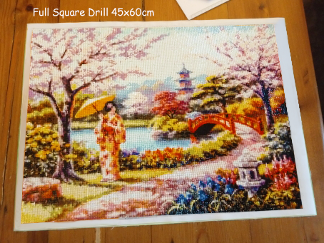 MomoArt 5D DIY Diamond Embroidery Landscape House โมเสคขายญี่ปุ่นเพชรภาพวาด Cherry Blossoms Cross Stitch Home Decor