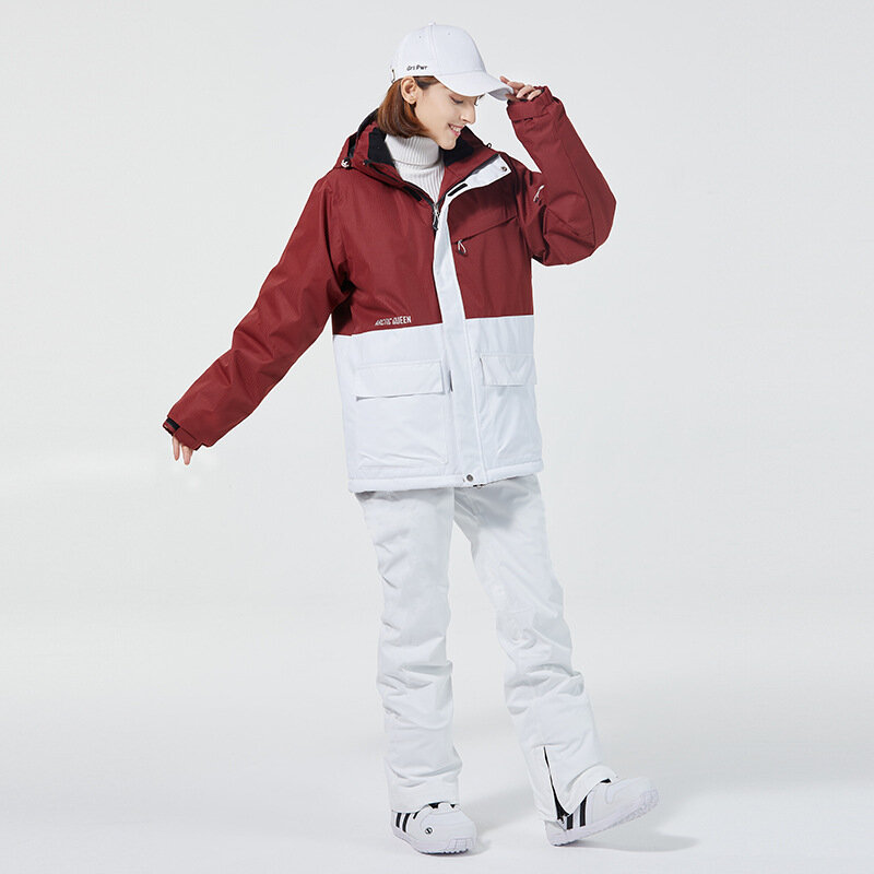 Traje de esquí grueso y cálido para mujer, chaqueta de Snowboard impermeable a prueba de viento, conjunto de pantalones para mujer, Snowboard al aire libre, 30 grados