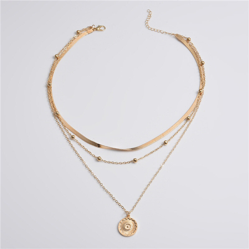 Collana di perline in oro multistrato per donna femminile giappone e corea del sud gioielli di lusso con ciondolo a catena clavicola leggera