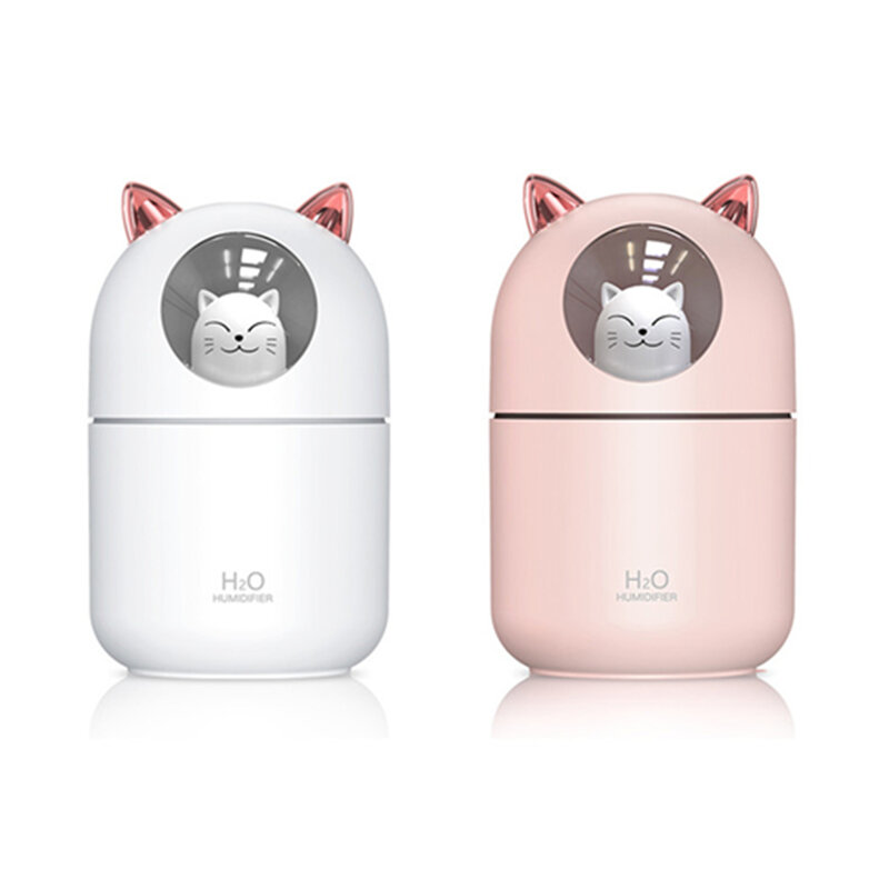 USB 가습기 300ml 귀여운 애완 동물 초음파 쿨 안개 향기 공기 기관총 로맨틱 컬러 LED 램프 Humidificador