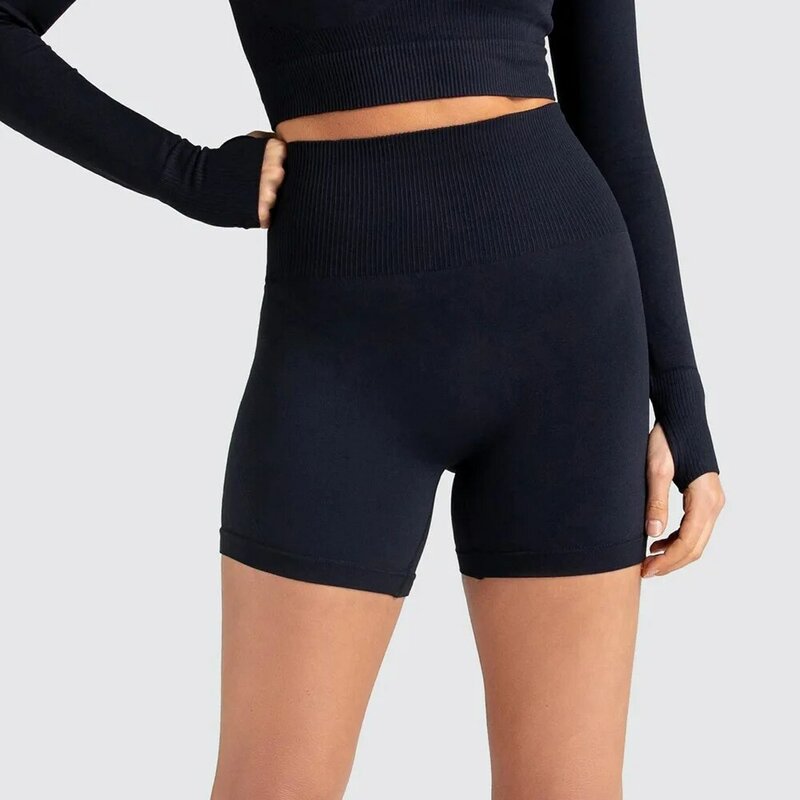 Malha sem costura calças de yoga apertadas sem constrangimento linha shorts de fitness cintura alta hip scrunch butt mulheres correndo esporte shorts