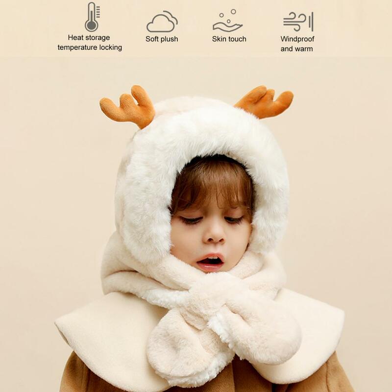 Smell-less  Practical Elk Kids Ear Protect Cap with Scarf Earflap Daily Costume Children Hat Wind-proof   for Ourdoor