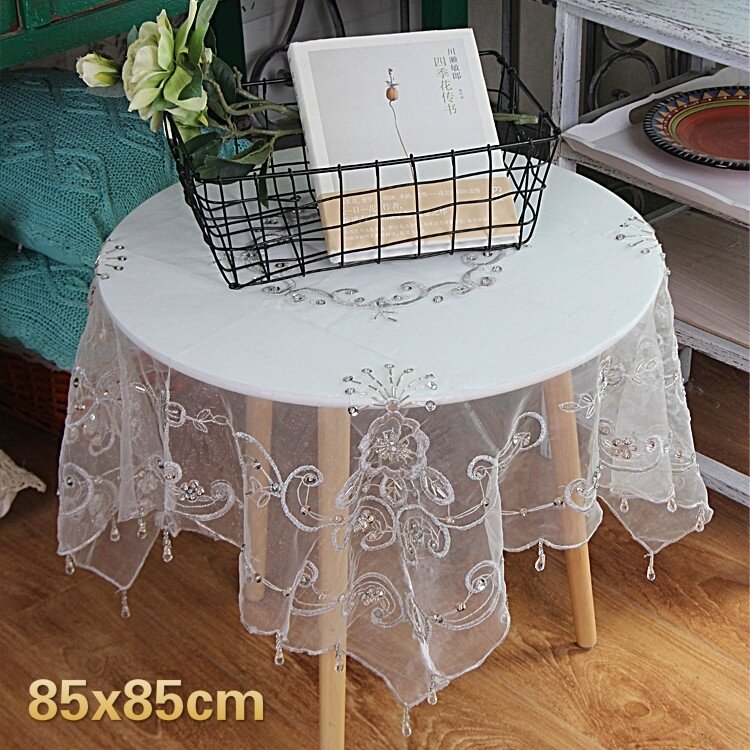 Modern Transparent Mesh Embroidery Pendant European Tablecloth Furniture Electrical Dust Cover Cloth Coffee Table Mat Tapete