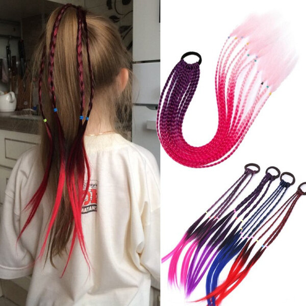 Girls Twist Braids Hair Rope Headdress Children Gifts Street Fashion Kids Elastic Hair Band Rubber Band Headdress Wigs Headband
