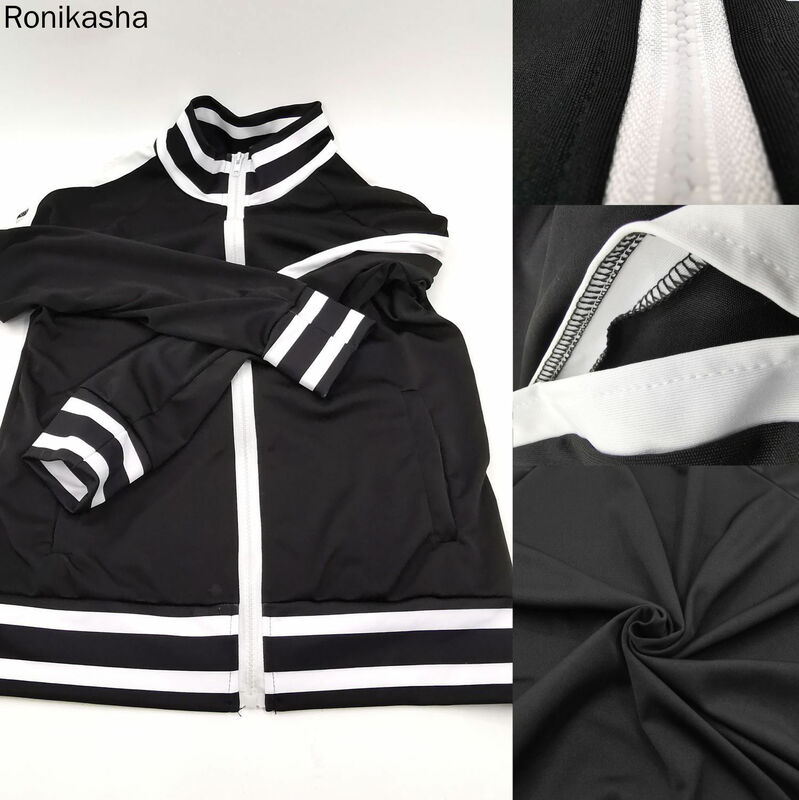 Ronikasha – vêtements de sport pour femmes, couleur contrastée, épaules dénudées, ensemble 2 pièces, pantalon fendu, costume à la mode, automne