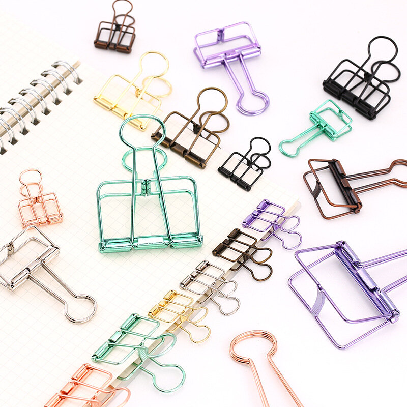 8 farben hohl L M metall binder clips kreative Multicolor metall clips dekorative sammelalbum schule büro schreibwaren