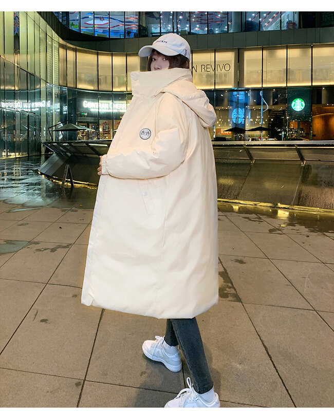 Algodão acolchoado roupas jaqueta acolchoada casaco de inverno feminino 2021 novo coreano solto cross border para baixo longo joelho algodão