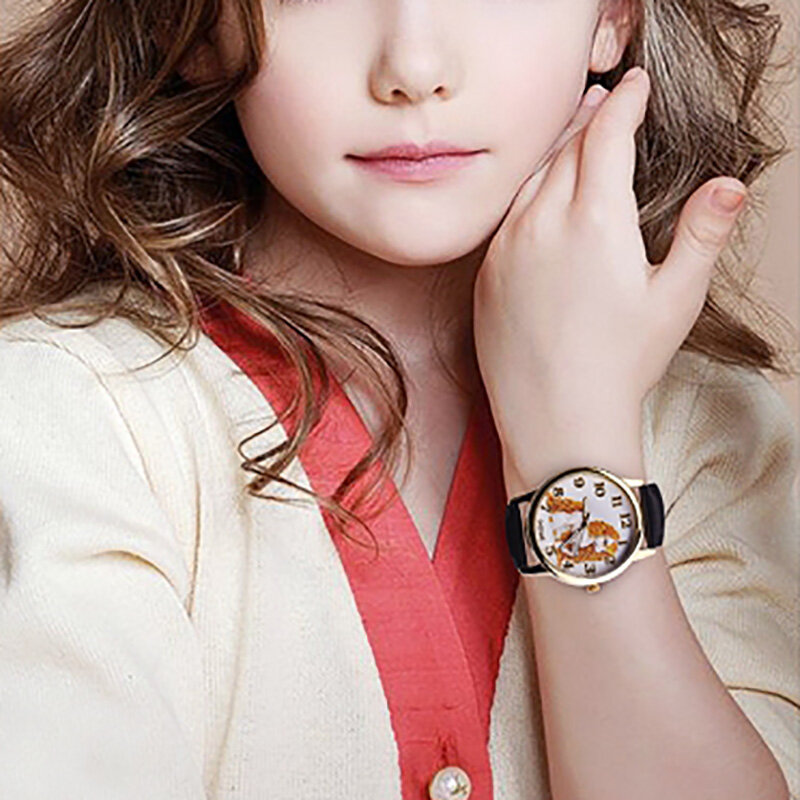 1PCเด็กน่ารักนาฬิกาแฟชั่นสาวการ์ตูนAnimeประถมเข็มขัดนาฬิกาปรับนาฬิกา