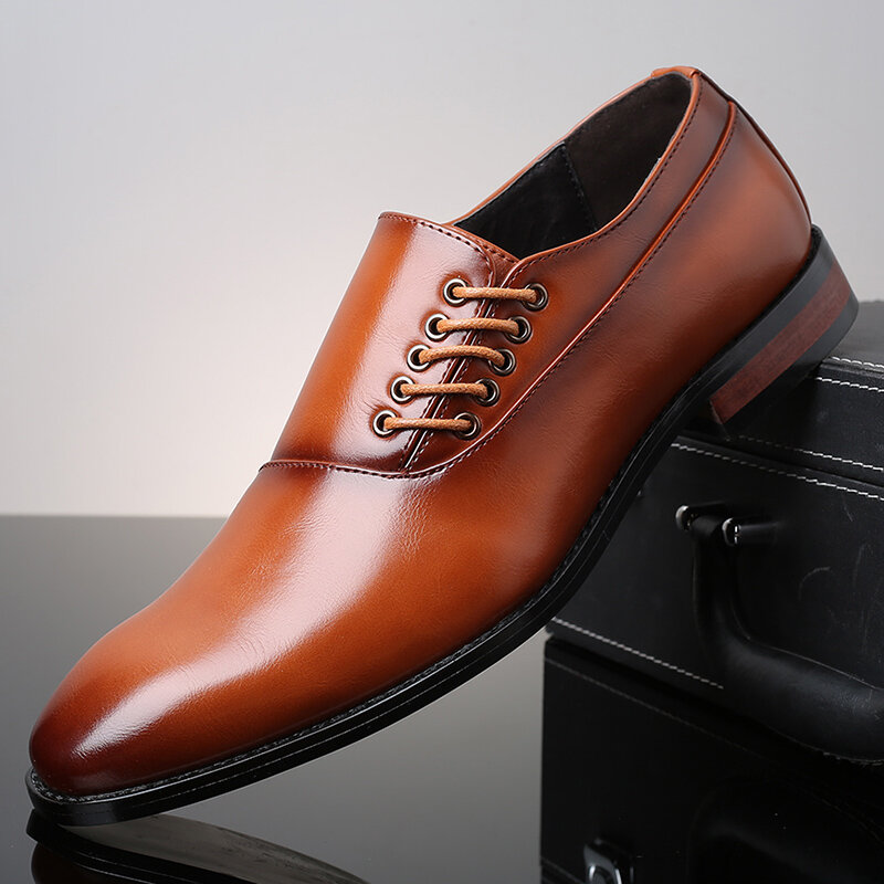 Chaussures en cuir à enfiler pour hommes, chaussures décontractées noires de grande taille, de marque à la mode, pour le travail, printemps et automne, offre spéciale
