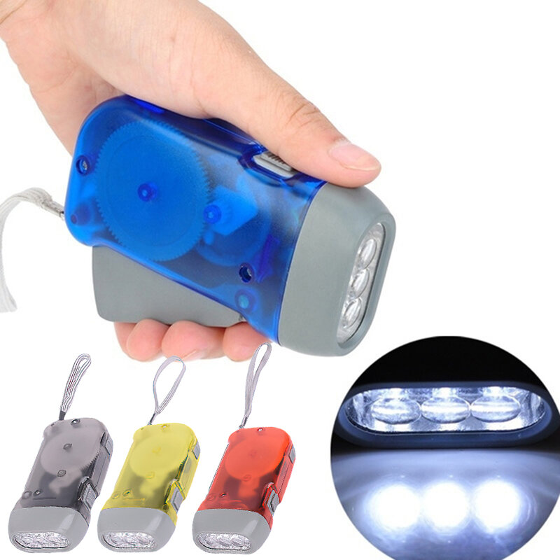 Светодиодный фонарик с ручным нажатием, карманный светильник для кемпинга, 3 светодиода, генератор мощности