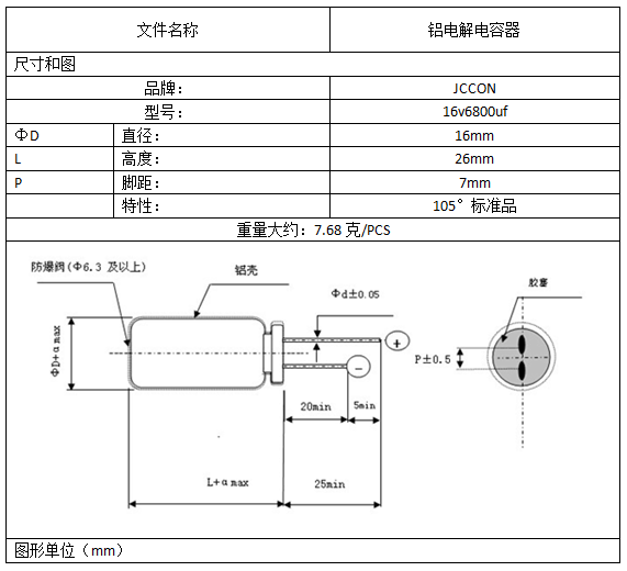 Nuova specificazione elettrolitica di alluminio del condensatore di 10 pz/lotto 16v6800uf 6800uf16v: 16*25