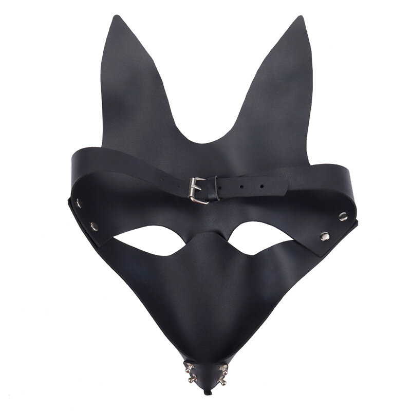 Fox-Máscara de venda erótica de cuero PU para hombres y mujeres, para entrenamiento sexual, esclavo, para adultos, pareja, porno, flirteo, escenario, compañero enmascarado, Cosplay